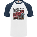 Lorry Driver I Like Big Trucks I Cannot Lie Trucker Mens S/S Baseball T-Shirt White/Navy Blue