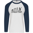 Evolution of a Cricketer Cricket Funny Mens L/S Baseball T-Shirt White/Navy Blue