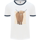 A Chilled Highland Cow Mens Ringer T-Shirt White/Navy Blue