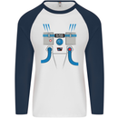 Astronaut Fancy Dress Costume Mens L/S Baseball T-Shirt White/Navy Blue