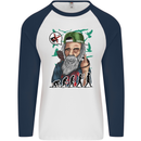 Charles Darwin Evolution Atheist Atheism Mens L/S Baseball T-Shirt White/Navy Blue