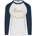 70th Birthday Queen Seventy Years Old 70 Mens L/S Baseball T-Shirt White/Navy Blue