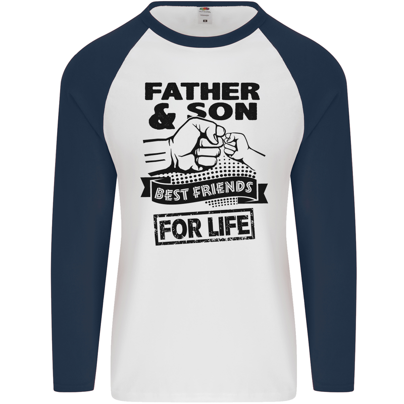 Father & Son Best Friends for Life Mens L/S Baseball T-Shirt White/Navy Blue