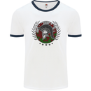 Welsh Bodybuilding Flag Gym Training Wales Mens Ringer T-Shirt White/Navy Blue