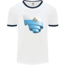 Curled San Marino Flag Sammarinese Day Football Mens Ringer T-Shirt White/Navy Blue