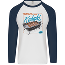 Abs Kebabs Funny Gym Overweight Fat Mens L/S Baseball T-Shirt White/Navy Blue