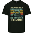 Never Underestimate an Old Man With a Train Kids T-Shirt Childrens Black