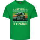 Never Underestimate an Old Man With a Train Kids T-Shirt Childrens Irish Green