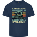 Never Underestimate an Old Man With a Train Kids T-Shirt Childrens Navy Blue