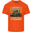 Never Underestimate an Old Man With a Train Kids T-Shirt Childrens Orange