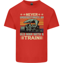 Never Underestimate an Old Man With a Train Kids T-Shirt Childrens Red