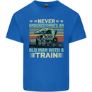 Never Underestimate an Old Man With a Train Kids T-Shirt Childrens Royal Blue