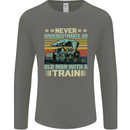 Never Underestimate an Old Man With a Train Mens Long Sleeve T-Shirt Charcoal