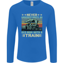 Never Underestimate an Old Man With a Train Mens Long Sleeve T-Shirt Royal Blue