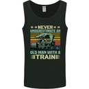 Never Underestimate an Old Man With a Train Mens Vest Tank Top Black