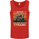 Never Underestimate an Old Man With a Train Mens Vest Tank Top Red