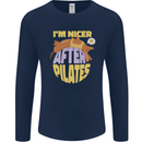 Nicer After Pilates Funny Yoga Dog Mens Long Sleeve T-Shirt Navy Blue