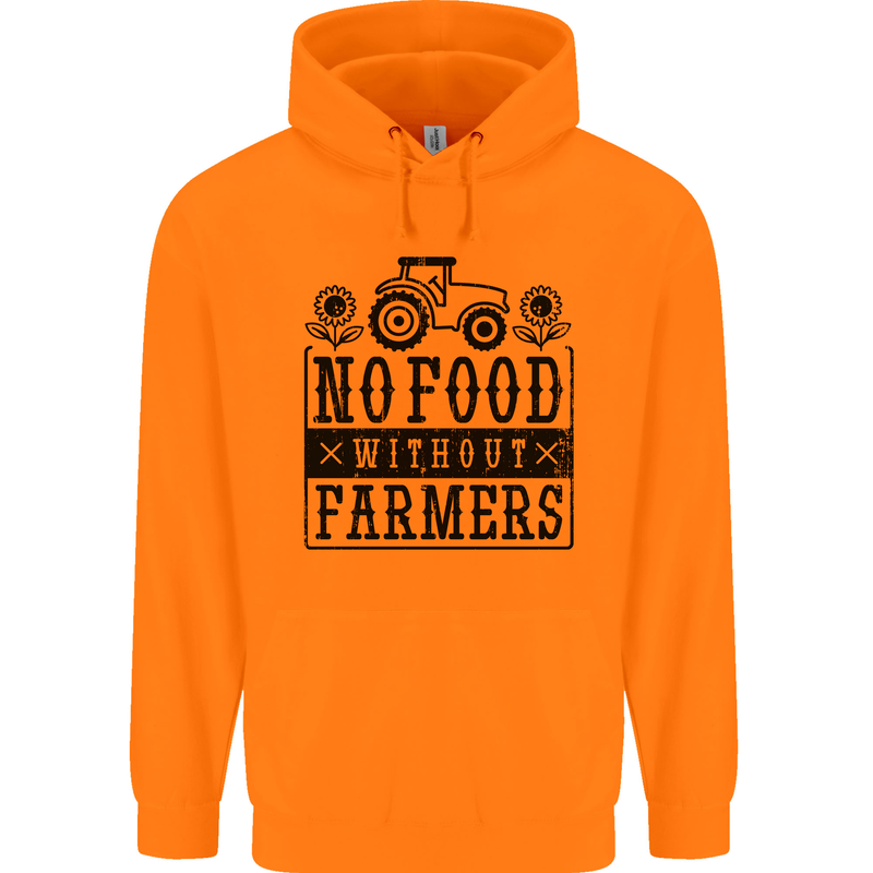 No Food Without Farmers Farming Childrens Kids Hoodie Orange