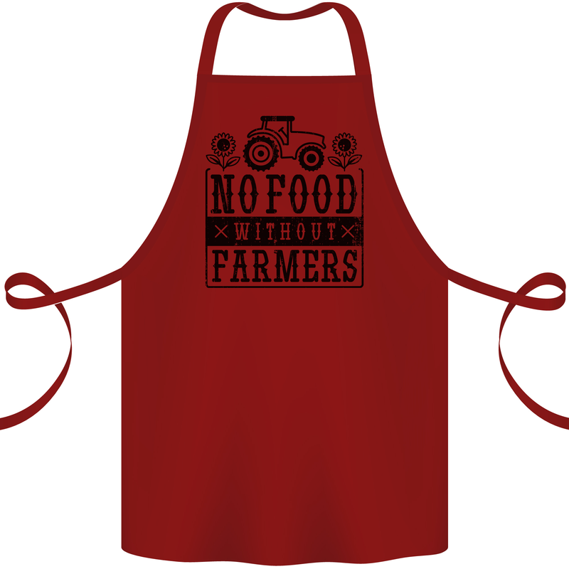 No Food Without Farmers Farming Cotton Apron 100% Organic Maroon