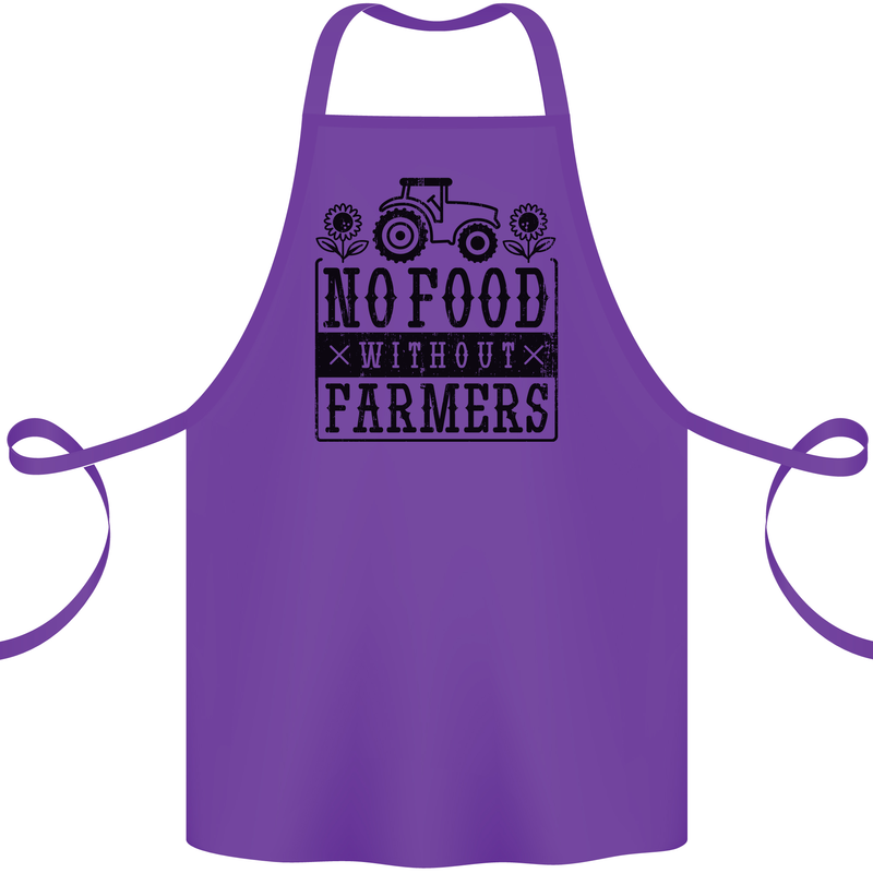 No Food Without Farmers Farming Cotton Apron 100% Organic Purple