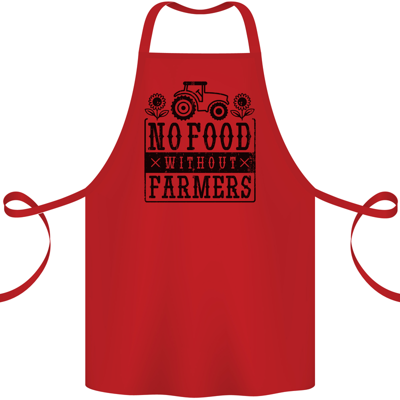 No Food Without Farmers Farming Cotton Apron 100% Organic Red