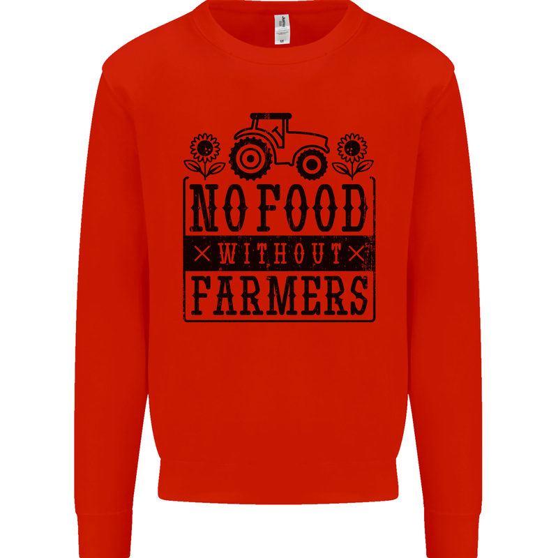 No Food Without Farmers Farming Kids Sweatshirt Jumper Bright Red