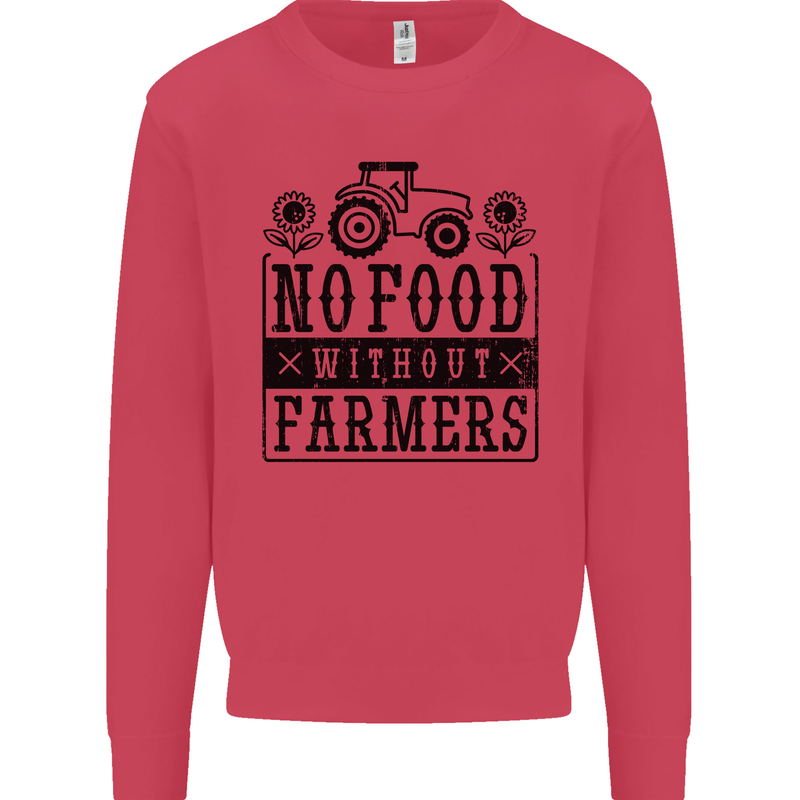 No Food Without Farmers Farming Kids Sweatshirt Jumper Heliconia