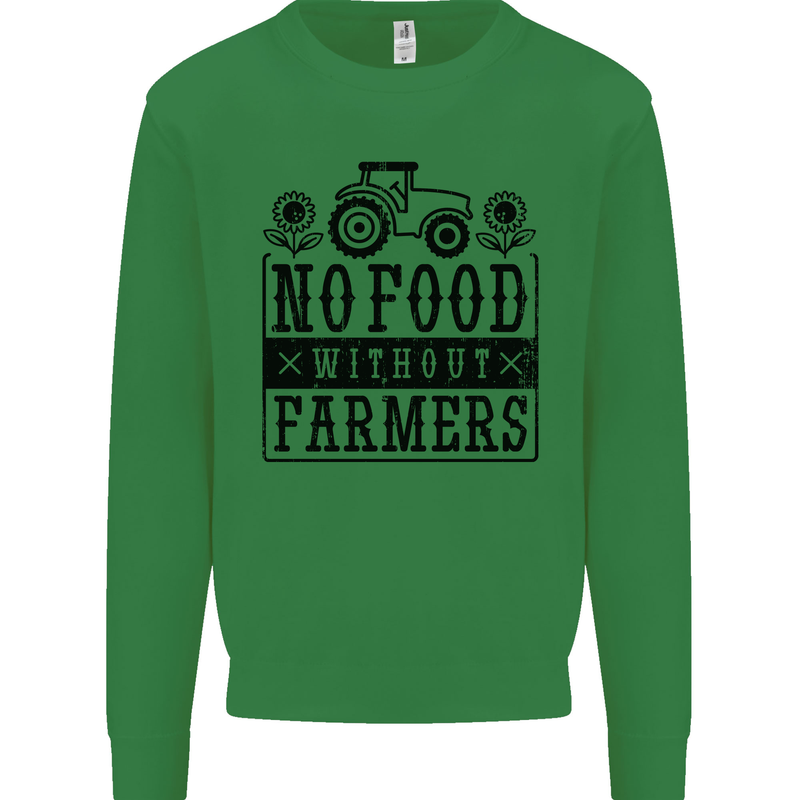 No Food Without Farmers Farming Kids Sweatshirt Jumper Irish Green