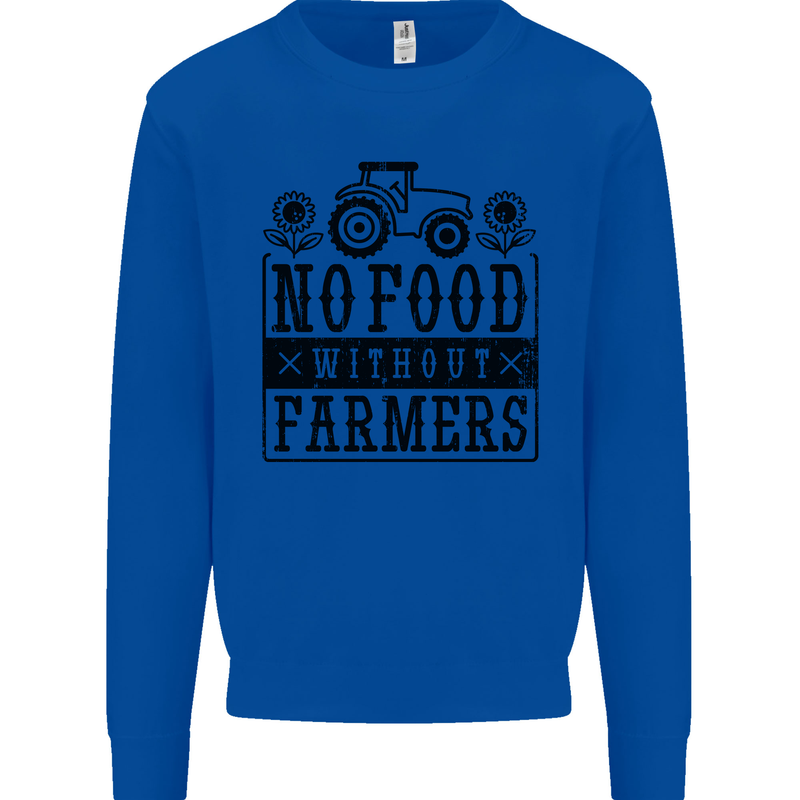 No Food Without Farmers Farming Kids Sweatshirt Jumper Royal Blue