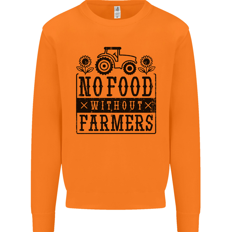 No Food Without Farmers Farming Mens Sweatshirt Jumper Orange