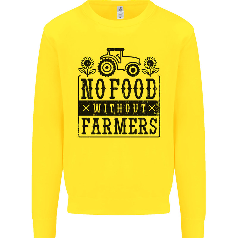 No Food Without Farmers Farming Mens Sweatshirt Jumper Yellow