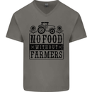 No Food Without Farmers Farming Mens V-Neck Cotton T-Shirt Charcoal