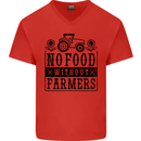 No Food Without Farmers Farming Mens V-Neck Cotton T-Shirt Red