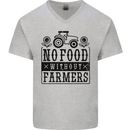 No Food Without Farmers Farming Mens V-Neck Cotton T-Shirt Sports Grey