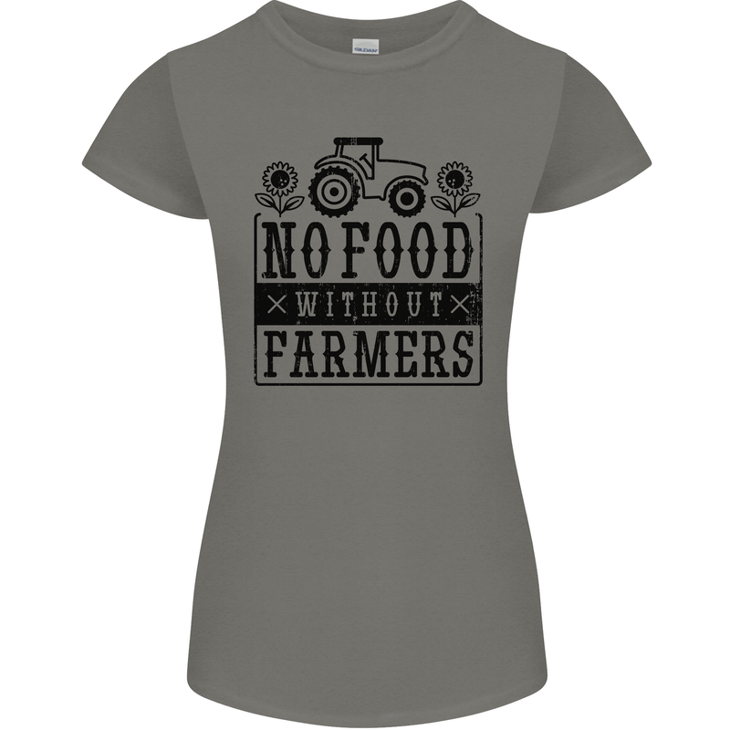 No Food Without Farmers Farming Womens Petite Cut T-Shirt Charcoal