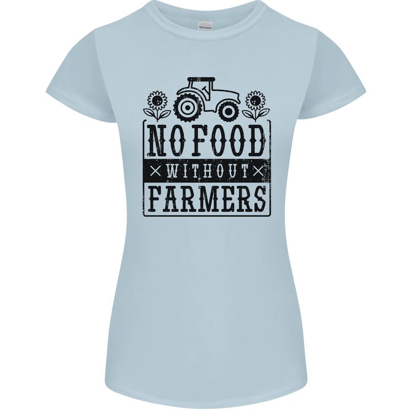 No Food Without Farmers Farming Womens Petite Cut T-Shirt Light Blue