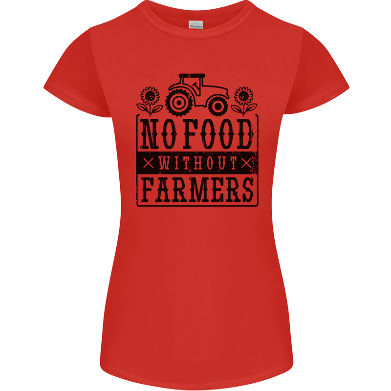 No Food Without Farmers Farming Womens Petite Cut T-Shirt Red