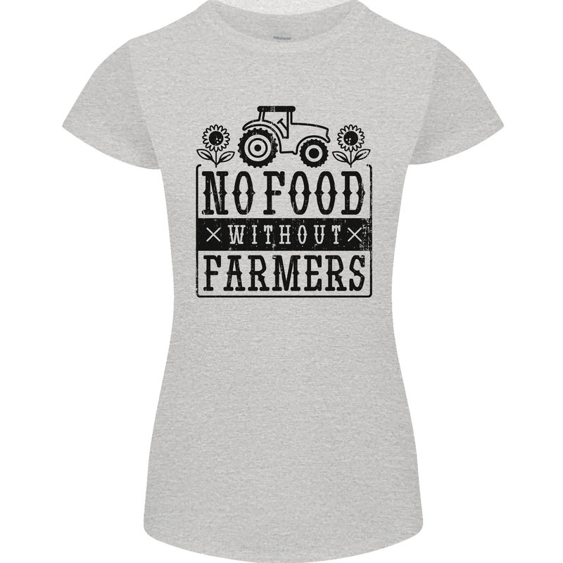 No Food Without Farmers Farming Womens Petite Cut T-Shirt Sports Grey
