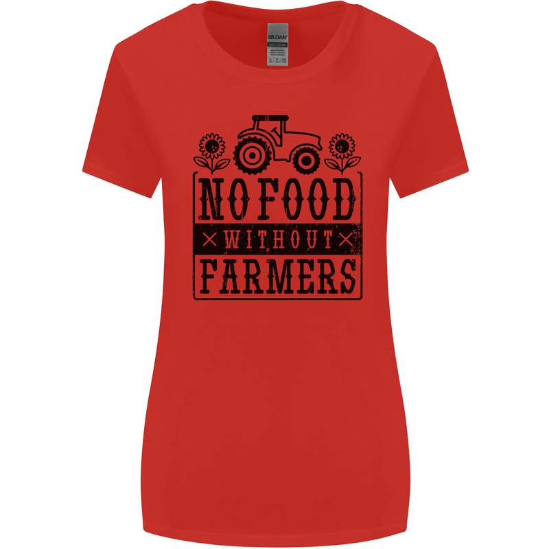 No Food Without Farmers Farming Womens Wider Cut T-Shirt Red
