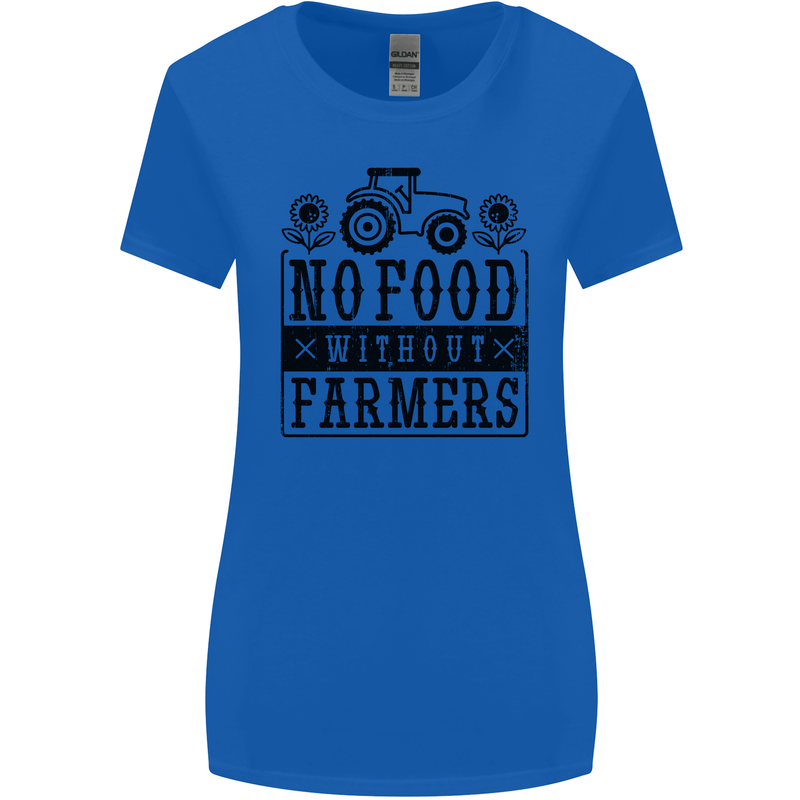 No Food Without Farmers Farming Womens Wider Cut T-Shirt Royal Blue