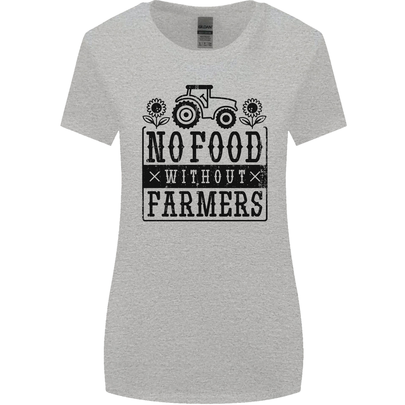 No Food Without Farmers Farming Womens Wider Cut T-Shirt Sports Grey