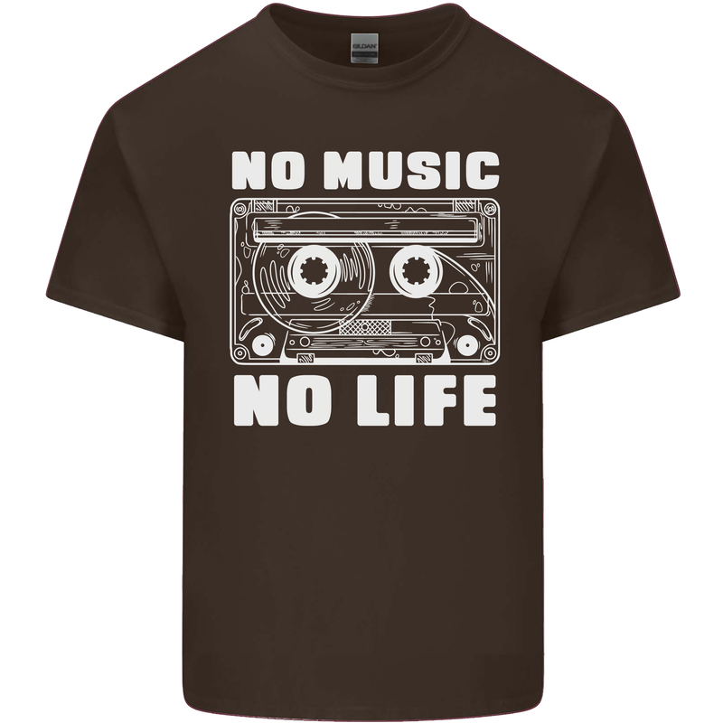 No Music No Life Retro Audio Cassette Mens Cotton T-Shirt Tee Top Dark Chocolate