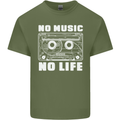 No Music No Life Retro Audio Cassette Mens Cotton T-Shirt Tee Top Military Green