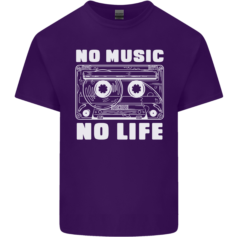 No Music No Life Retro Audio Cassette Mens Cotton T-Shirt Tee Top Purple