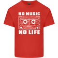No Music No Life Retro Audio Cassette Mens Cotton T-Shirt Tee Top Red