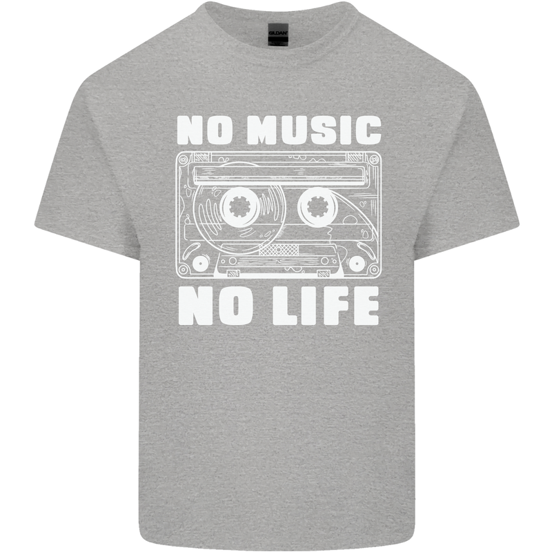 No Music No Life Retro Audio Cassette Mens Cotton T-Shirt Tee Top Sports Grey