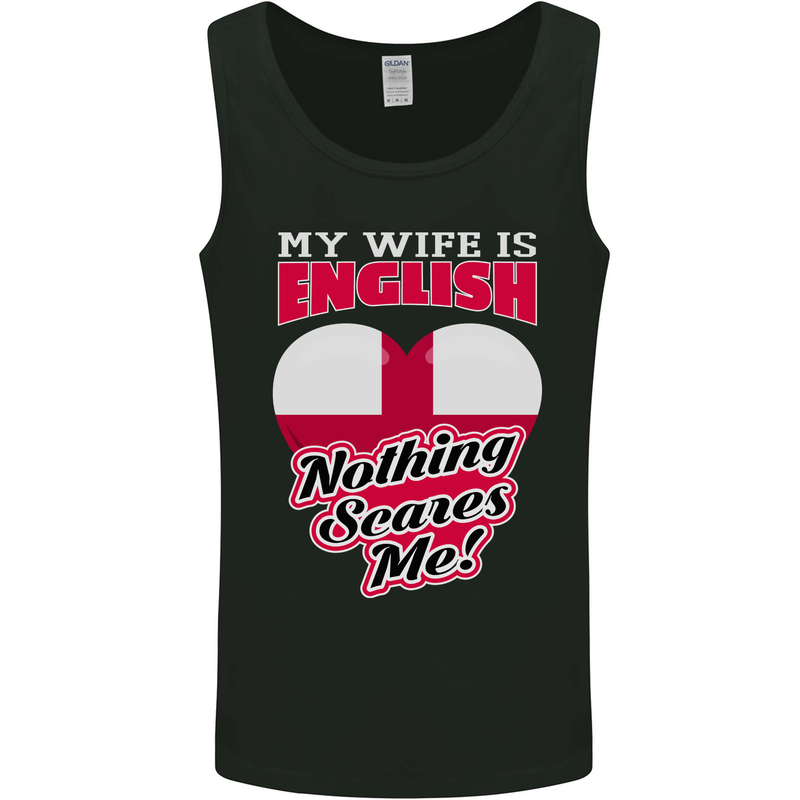 Nothing Scares Me My Wife is English England Mens Vest Tank Top Black