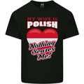 Nothing Scares Me My Wife is Polish Poland Mens Cotton T-Shirt Tee Top Black