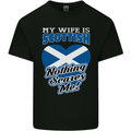 Nothing Scares Me My Wife is Scottish Scotland Mens Cotton T-Shirt Tee Top Black