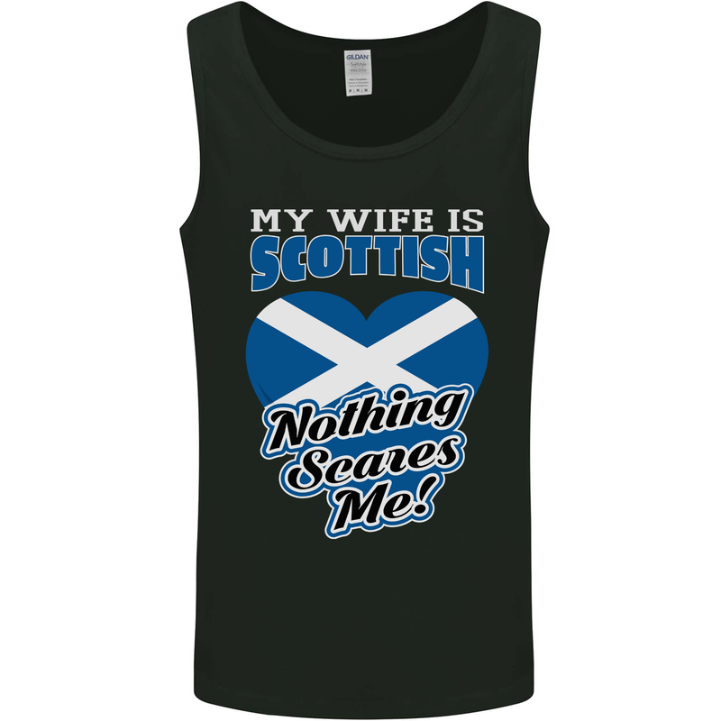 Nothing Scares Me My Wife is Scottish Scotland Mens Vest Tank Top Black